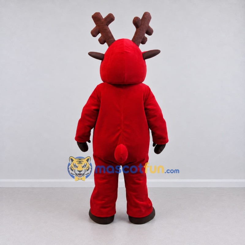 Custom Red and Pink Reindeer Character Mascot Costume Adult Full Body Suit for Christmas Events Custom Red and Pink Reindeer Character Mascot Costume Adult Full Body Suit for Christmas Events