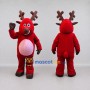 Custom Red and Pink Reindeer Character Mascot Costume Adult Full Body Suit for Christmas Events