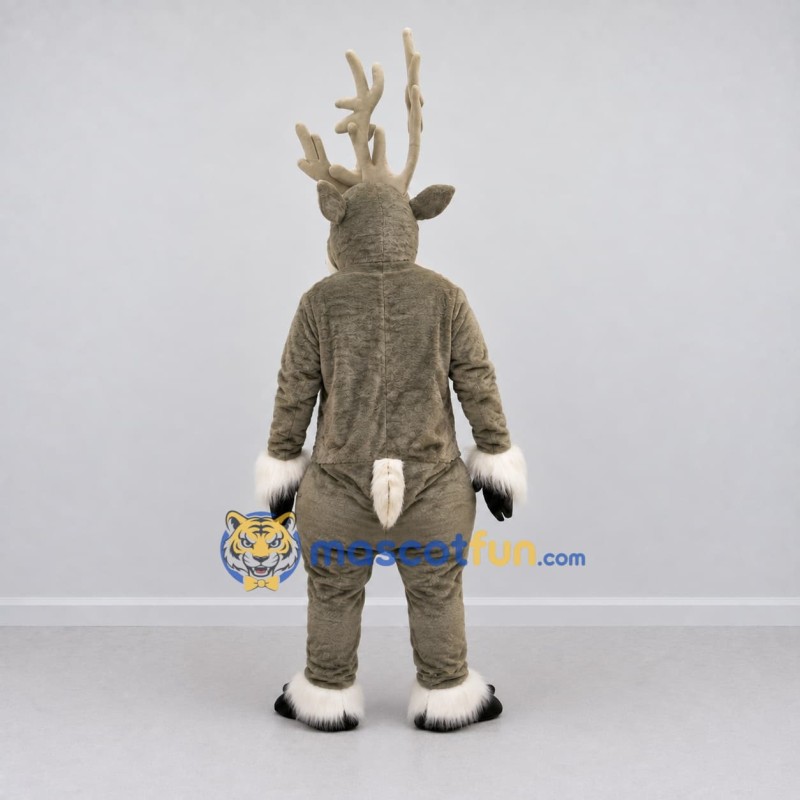 Custom Gray and Cream Reindeer Character Mascot Costume Adult Full Body Suit for Christmas Events Custom Gray and Cream Reindeer Character Mascot Costume Adult Full Body Suit for Christmas Events