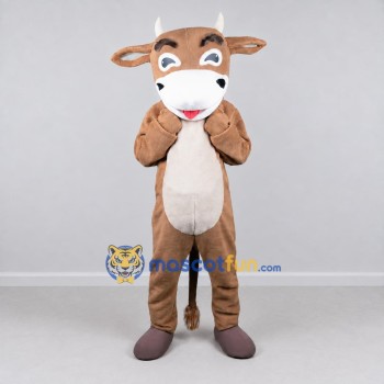 Custom Tan and White Cow Character Mascot Costume Adult Full Body Suit for Farm Events