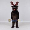 Custom Dark Brown Red-Nosed Reindeer Character Mascot Costume Adult Full Body Suit for Christmas Events