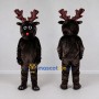 Custom Dark Brown Red-Nosed Reindeer Character Mascot Costume Adult Full Body Suit for Christmas Events