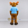 Custom Brown and Light Blue Moose in a Shirt Mascot Costume Adult Full Body Suit for School Events Custom Brown and Light Blue Moose in a Shirt Mascot Costume Adult Full Body Suit for School Events