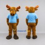 Custom Brown and Light Blue Moose in a Shirt Mascot Costume Adult Full Body Suit for School Events