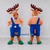 Custom Tan and Blue Moose in Overalls Mascot Costume Adult Full Body Suit for School Events Custom Tan and Blue Moose in Overalls Mascot Costume Adult Full Body Suit for School Events