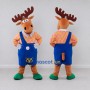 Custom Tan and Blue Moose in Overalls Mascot Costume Adult Full Body Suit for School Events