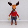 Custom Brown and Red Moose in a Formal Jacket Mascot Costume Adult Full Body Suit for Theme Parties Custom Brown and Red Moose in a Formal Jacket Mascot Costume Adult Full Body Suit for Theme Parties