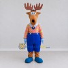 Custom Tan and Blue Moose in a Colorful Outfit Mascot Costume Adult Full Body Suit for School Events