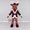 Custom Brown and Red Reindeer in a Plaid Jacket Mascot Costume Adult Full Body Suit for Christmas Events Custom Brown and Red Reindeer in a Plaid Jacket Mascot Costume Adult Full Body Suit for Christmas Events