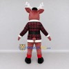 Custom Brown and Red Reindeer in a Plaid Jacket Mascot Costume Adult Full Body Suit for Christmas Events Custom Brown and Red Reindeer in a Plaid Jacket Mascot Costume Adult Full Body Suit for Christmas Events