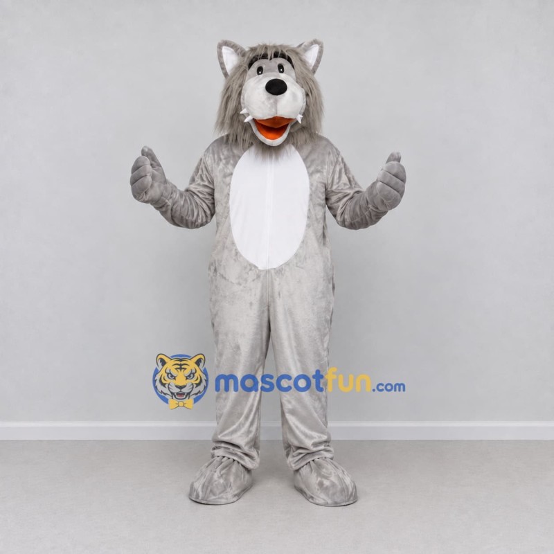Custom Gray and White Wolf Character Mascot Costume Adult Full Body Suit for School Events Custom Gray and White Wolf Character Mascot Costume Adult Full Body Suit for School Events