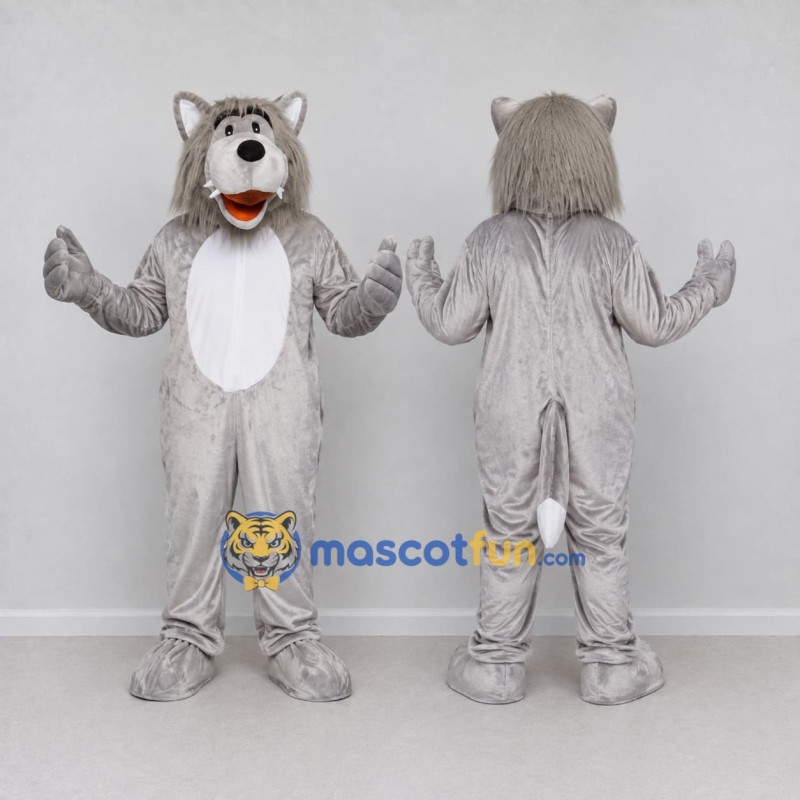 Custom Gray and White Wolf Character Mascot Costume Adult Full Body Suit for School Events Custom Gray and White Wolf Character Mascot Costume Adult Full Body Suit for School Events