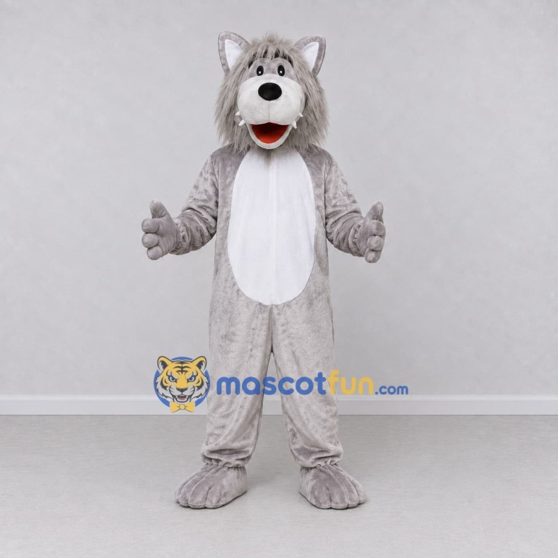 Custom Gray and White Wolf Character Mascot Costume Adult Full Body Suit for School Events Custom Gray and White Wolf Character Mascot Costume Adult Full Body Suit for School Events