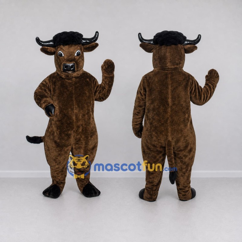 Custom Brown and Black Bull Mascot Costume Adult Full Body Suit for Farm Events