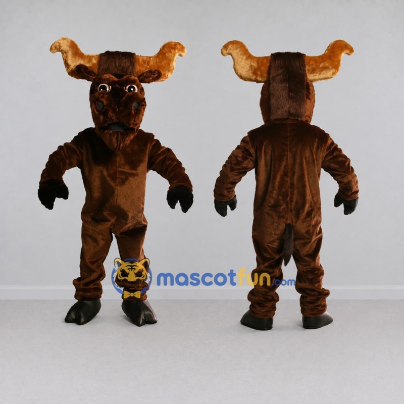 Custom Brown Bull Character Mascot Costume Adult Full Body Suit for Sports Events