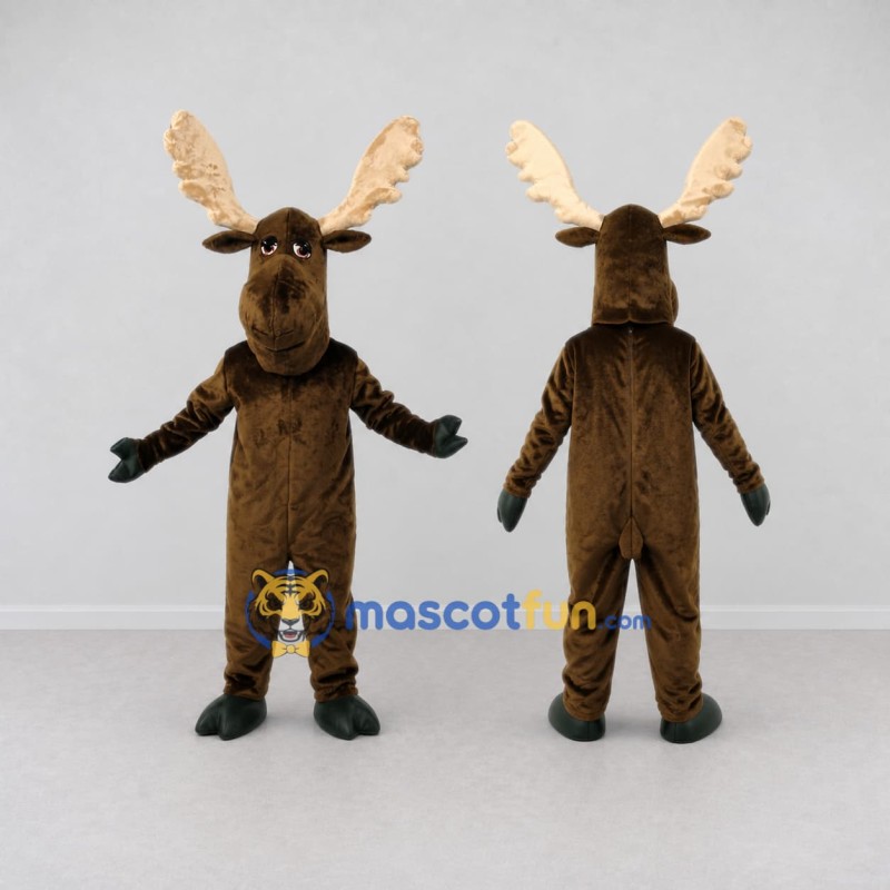 Custom Brown and Cream Moose Mascot Costume Adult Full Body Suit for Wildlife Events