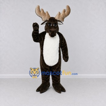 Custom Dark Brown and White Moose Mascot Costume Adult Full Body Suit for Wildlife Events