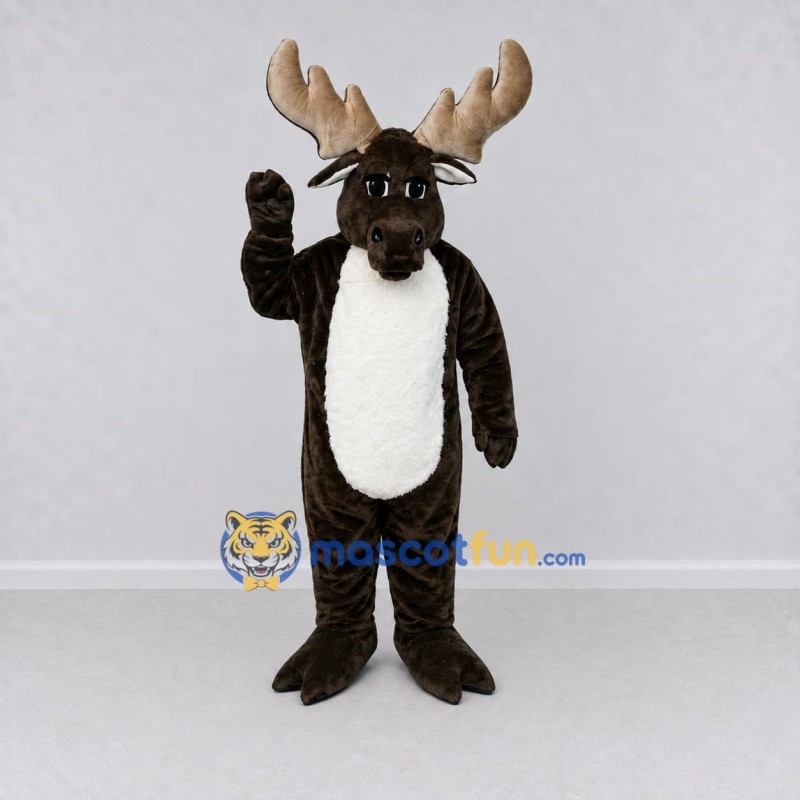 Custom Dark Brown and White Moose Mascot Costume Adult Full Body Suit for Wildlife Events