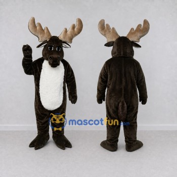 Custom Dark Brown and White Moose Mascot Costume Adult Full Body Suit for Wildlife Events