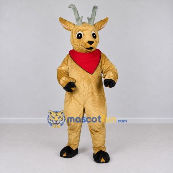 Custom Tan and Red Deer with a Bandana Mascot Costume Adult Full Body Suit for School Events