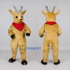 Custom Tan and Red Deer with a Bandana Mascot Costume Adult Full Body Suit for School Events