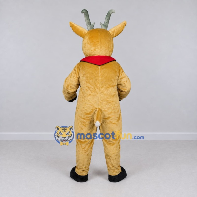 Custom Tan and Red Deer with a Bandana Mascot Costume Adult Full Body Suit for School Events
