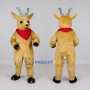 Custom Tan and Red Deer with a Bandana Mascot Costume Adult Full Body Suit for School Events