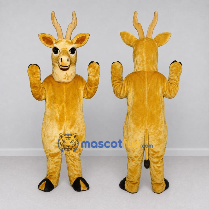 Custom Golden Tan Deer Mascot Costume Adult Full Body Suit for Wildlife Events Custom Golden Tan Deer Mascot Costume Adult Full Body Suit for Wildlife Events