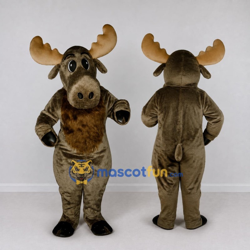 Custom Brown Moose Character Mascot Costume Adult Full Body Suit for School Events Custom Brown Moose Character Mascot Costume Adult Full Body Suit for School Events