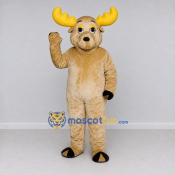 Custom Tan and Yellow Moose Character Mascot Costume Adult Full Body Suit for School Events