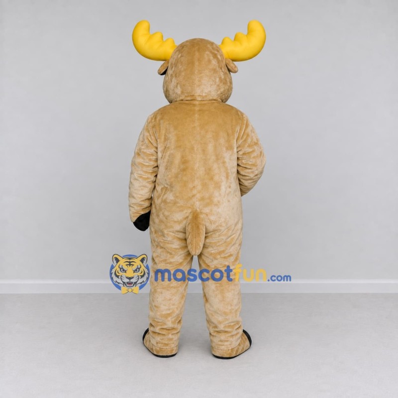 Custom Tan and Yellow Moose Character Mascot Costume Adult Full Body Suit for School Events Custom Tan and Yellow Moose Character Mascot Costume Adult Full Body Suit for School Events