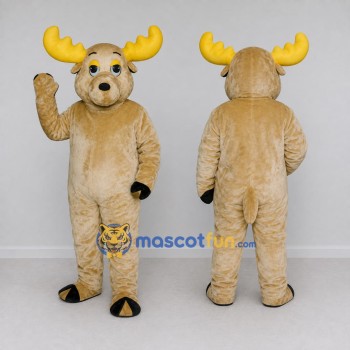 Custom Tan and Yellow Moose Character Mascot Costume Adult Full Body Suit for School Events