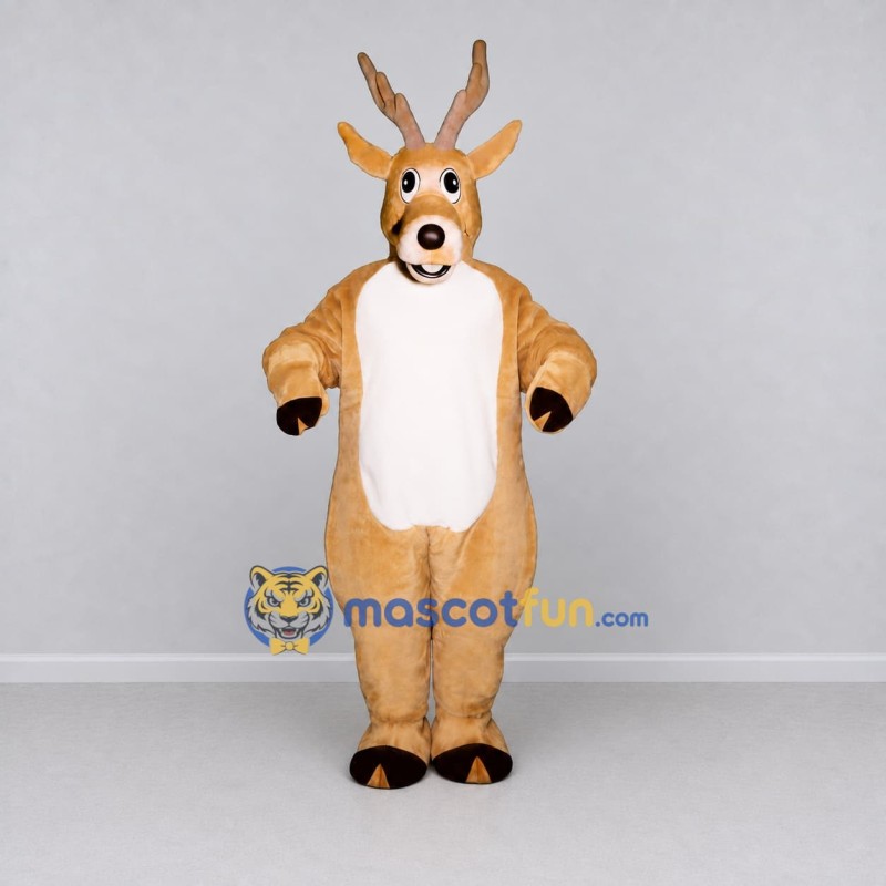 Custom Tan and White Deer Character Mascot Costume Adult Full Body Suit for School Events Custom Tan and White Deer Character Mascot Costume Adult Full Body Suit for School Events