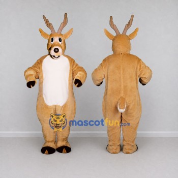 Custom Tan and White Deer Character Mascot Costume Adult Full Body Suit for School Events
