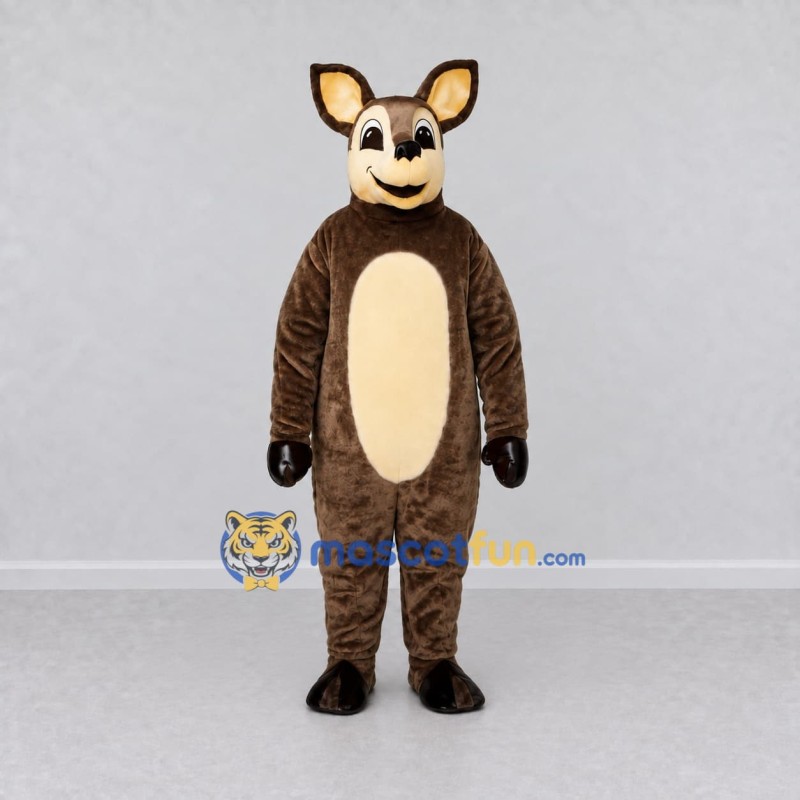 Custom Brown and Cream Kangaroo Character Mascot Costume Adult Full Body Suit for School Events Custom Brown and Cream Kangaroo Character Mascot Costume Adult Full Body Suit for School Events