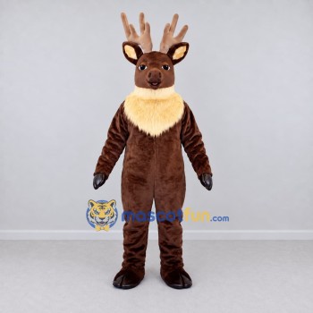 Custom Brown and Cream Deer Character Mascot Costume Adult Full Body Suit for School Events Custom Brown and Cream Deer Character Mascot Costume Adult Full Body Suit for School Events