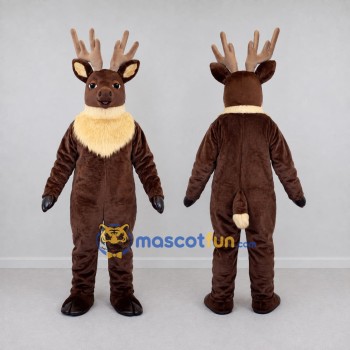 Custom Brown and Cream Deer Character Mascot Costume Adult Full Body Suit for School Events
