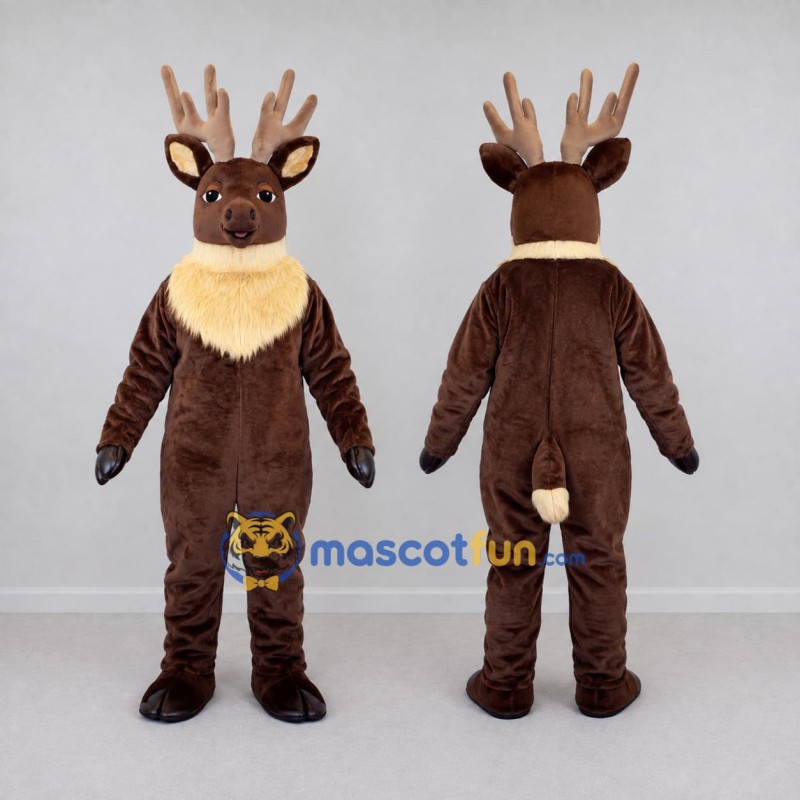 Custom Brown and Cream Deer Character Mascot Costume Adult Full Body Suit for School Events Custom Brown and Cream Deer Character Mascot Costume Adult Full Body Suit for School Events