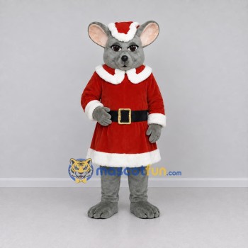 Custom Gray and Red Mouse in a Santa Outfit Mascot Costume Adult Full Body Suit for Christmas Events