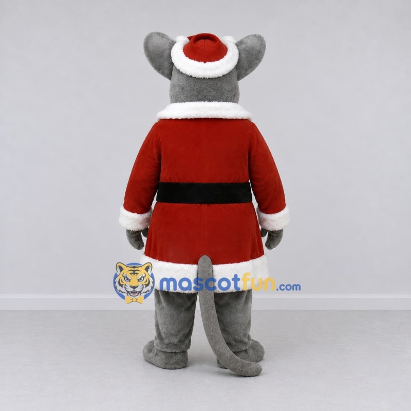 Custom Gray and Red Mouse in a Santa Outfit Mascot Costume Adult Full Body Suit for Christmas Events Custom Gray and Red Mouse in a Santa Outfit Mascot Costume Adult Full Body Suit for Christmas Events