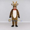 Custom Brown and White Red-Nosed Reindeer with a Scarf Mascot Costume Adult Full Body Suit for Christmas Events Custom Brown and White Red-Nosed Reindeer with a Scarf Mascot Costume Adult Full Body Suit for Christmas Events