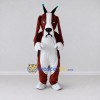 Custom Burgundy and White Dog Character with a Party Headpiece Mascot Costume Adult Full Body Suit for Theme Parties