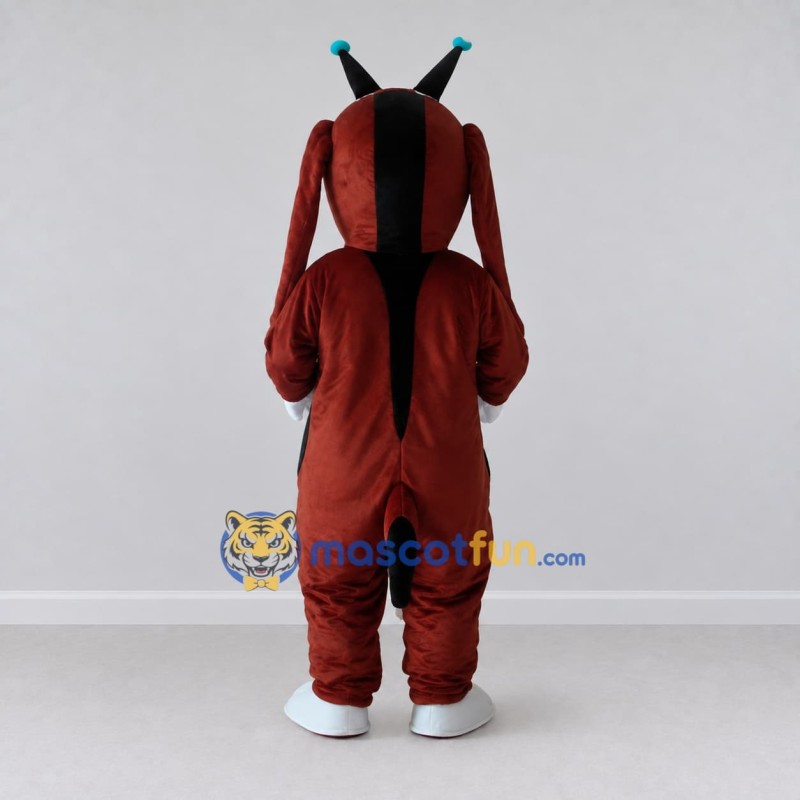 Custom Burgundy and White Dog Character with a Party Headpiece Mascot Costume Adult Full Body Suit for Theme Parties