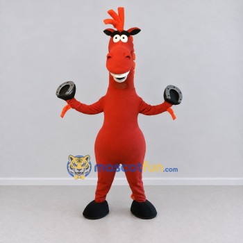 Custom Red and Orange Horse Character Mascot Costume Adult Full Body Suit for School Events Custom Red and Orange Horse Character Mascot Costume Adult Full Body Suit for School Events