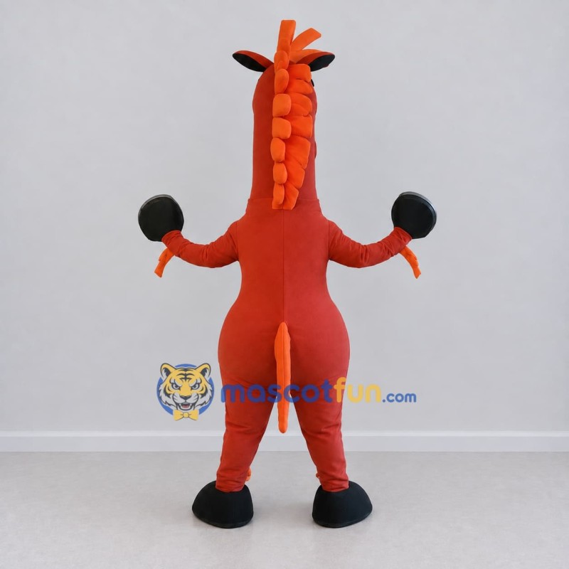Custom Red and Orange Horse Character Mascot Costume Adult Full Body Suit for School Events Custom Red and Orange Horse Character Mascot Costume Adult Full Body Suit for School Events