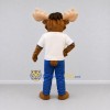 Custom Brown and Blue Moose in Casual Clothes Mascot Costume Adult Full Body Suit for School Events Custom Brown and Blue Moose in Casual Clothes Mascot Costume Adult Full Body Suit for School Events