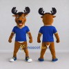 Custom Brown and Blue Deer Character in Sportswear Mascot Costume Adult Full Body Suit for Sports Events Custom Brown and Blue Deer Character in Sportswear Mascot Costume Adult Full Body Suit for Sports Events