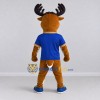 Custom Brown and Blue Deer Character in Sportswear Mascot Costume Adult Full Body Suit for Sports Events Custom Brown and Blue Deer Character in Sportswear Mascot Costume Adult Full Body Suit for Sports Events