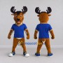 Custom Brown and Blue Deer Character in Sportswear Mascot Costume Adult Full Body Suit for Sports Events