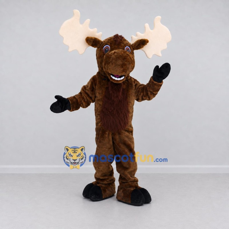 Custom Brown and Cream Moose Mascot Costume Adult Full Body Suit for Wildlife Events